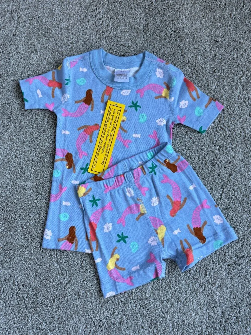 HANNA ANDERSSON Pajama shirt & shorts set, Size 3T, Blue with mermaid design NWT
